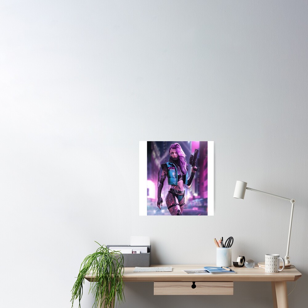 Sexy Cyberpunk Girl Poster For Sale By Earthlingdesign Redbubble 8594