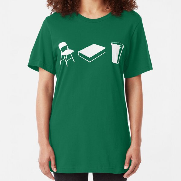Folding chairs, books and coffee Slim Fit T-Shirt