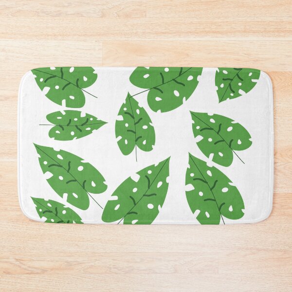 Item preview, tropical leaves bath mat designed and sold by kikinafashion.