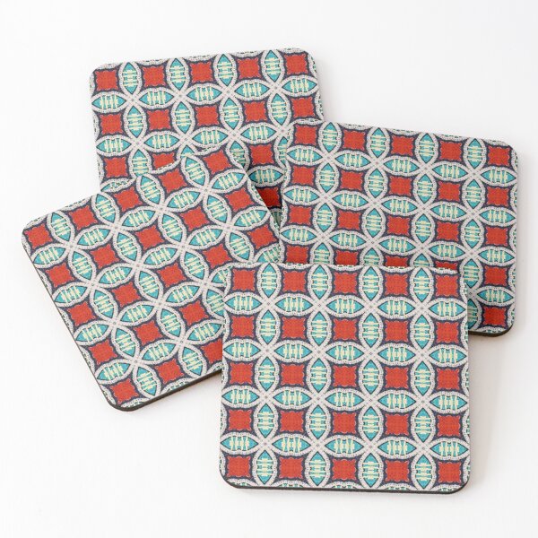 Item preview, Awesome Geomatric pattern - red and light-blue tiles design designed and sold by Geometrina.