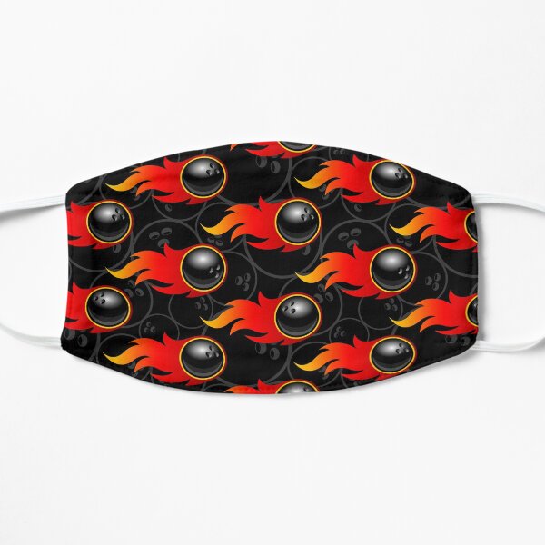 Bowling Ball Balls Ten Pin 10 Pin Flaming Fire Falling Hot Rod Flames Dark Blue Flat Mask