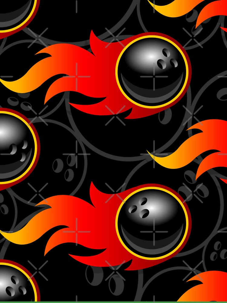 Bowling Ball Balls Ten Pin 10 Pin Flaming Fire Falling Hot Rod Flames Dark  Blue | Kids T-Shirt