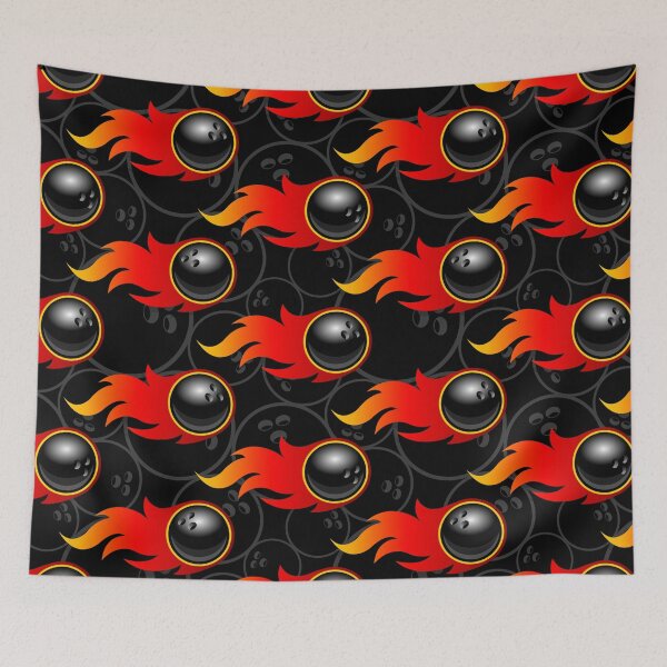 Item preview, Bowling Ball Balls Ten Pin 10 Pin Flaming Fire Falling Hot Rod Flames Dark Blue designed and sold by Draculaura2009.