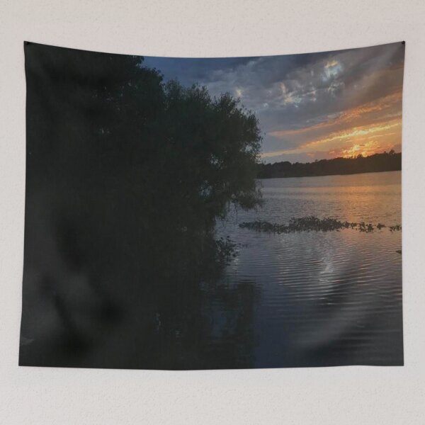Item preview, The Sun has Set at Dusk Sunset over the Lake designed and sold by DiscGolfTees.