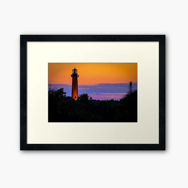 "Jupiter Lighthouse at Sunset" Framed Art Print for Sale by jupiterarts Redbubble