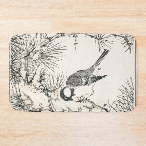 Item preview, japanese willow tit and pine tree illustration 43380644541 designed and sold by Bird-Lore.