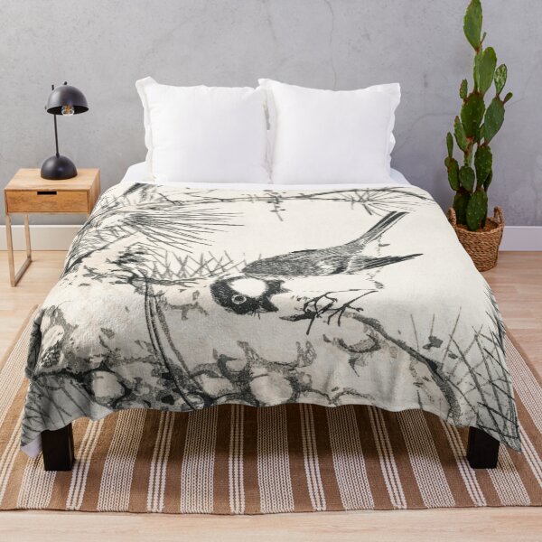 Item preview, japanese willow tit and pine tree illustration 43380644541 designed and sold by Bird-Lore.