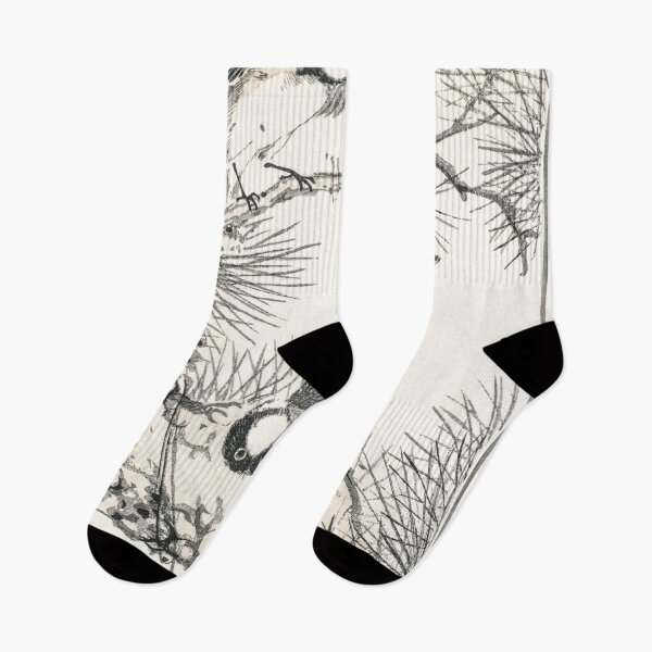 Item preview, japanese willow tit and pine tree illustration 43380644541 designed and sold by Bird-Lore.