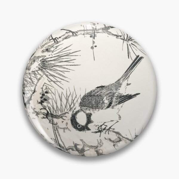 Item preview, japanese willow tit and pine tree illustration 43380644541 designed and sold by Bird-Lore.