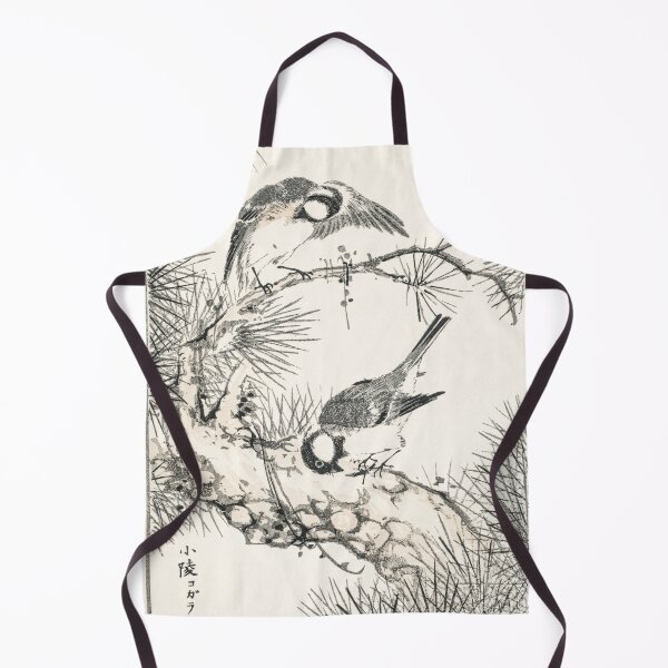 Item preview, japanese willow tit and pine tree illustration 43380644541 designed and sold by Bird-Lore.
