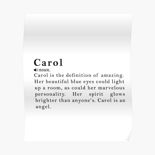 “Carol Name Definition Meaning” Poster by peachyline | Redbubble