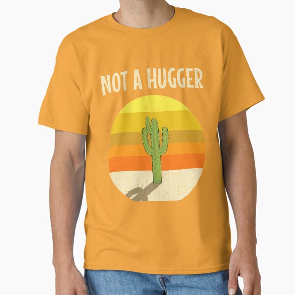 Item preview, Not a Hugger Funny Sunset Cactus Retro designed and sold by Crow and Monkey.