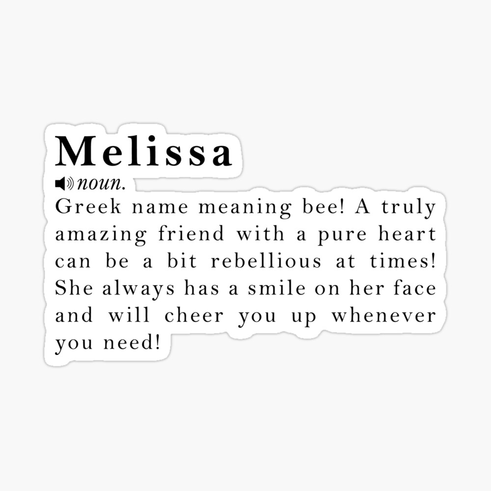 Melissa Name Definition Meaning&quot; Greeting Card for Sale by 