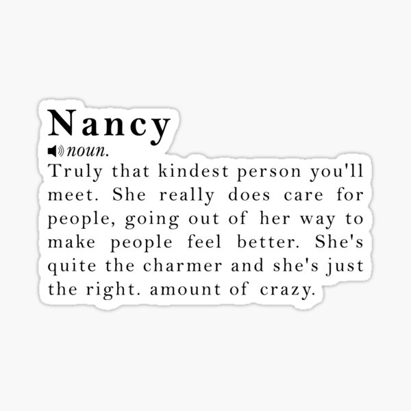 nancy-name-definition-meaning-sticker-for-sale-by-peachyline-redbubble