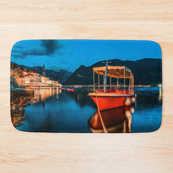 Item preview, Sunset in Kotor Bay, postcard-perfect town of Perast, Montenegro designed and sold by SvetlanaSF.
