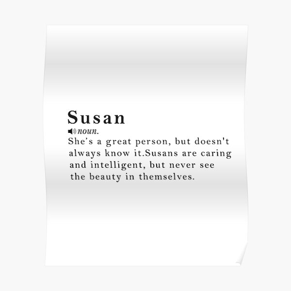 Susan Name Definition Meaning Poster By Peachyline Redbubble