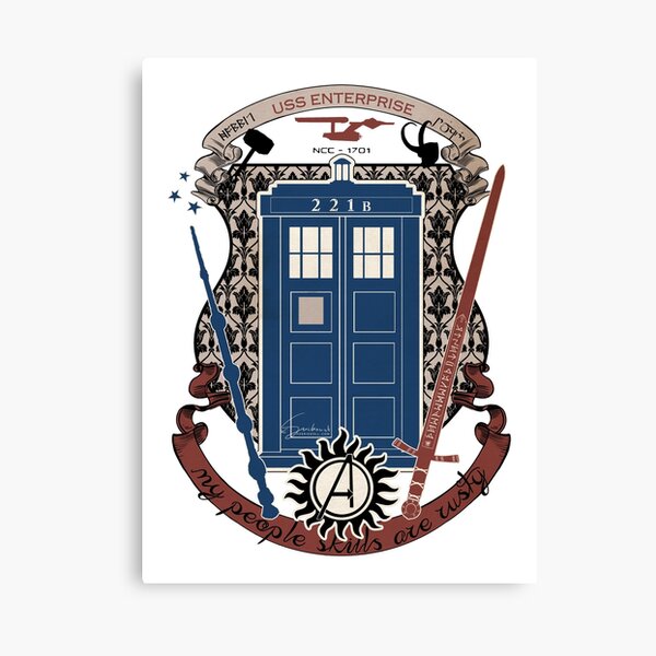 crest of the knight of fandom (a LOT of fandoms actually ;) Canvas Print