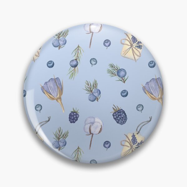Item preview, Juniper, flowers and herbs on blue designed and sold by Flowersforbear.