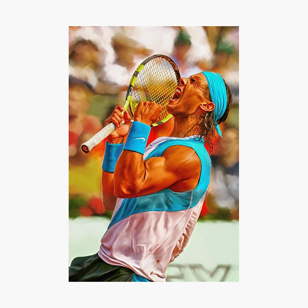 Exclusive Digital artwork print wall Poster Rafa Nadal as French Open Champion with Trophy Cup Tennis and Nadal fan gift.