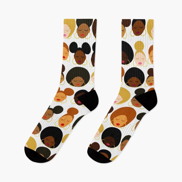 Item preview, Black Women of Various Shades Wearing Natural Hairstyles and  Gold Hoop Earrings designed and sold by Sheila Pressley.