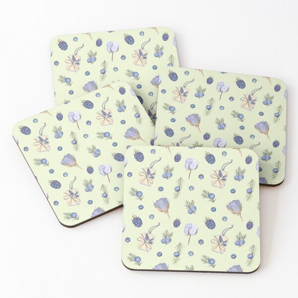 Item preview, Juniper, flowers and herbs on green designed and sold by Flowersforbear.