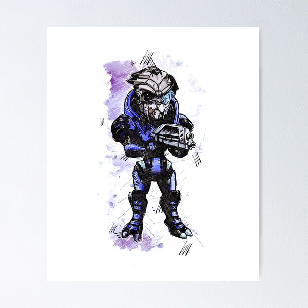 Artikel-Vorschau von Garrus Vakarian - Erzengel - Chibi - Aquarellskizze, designt und verkauft von Visionyst.