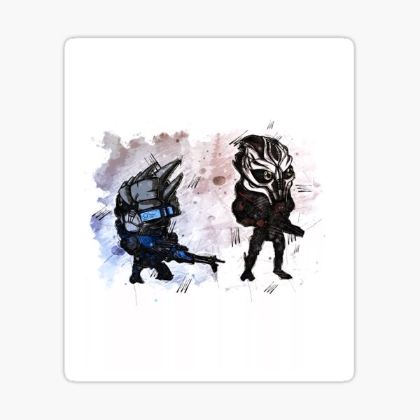 Artikel-Vorschau von Garrus Vakarian und Nihilus - Chibi - Aquarellskizze, designt und verkauft von Visionyst.
