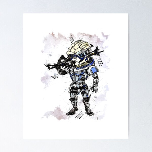 Artikel-Vorschau von Garrus Vakarian - Jäger - Chibi - Aquarellskizze, designt und verkauft von Visionyst.