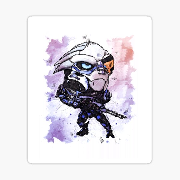 Artikel-Vorschau von Garrus Vakarian - Lass das Böse aufpassen - Chibi - Aquarell-Skizze, designt und verkauft von Visionyst.