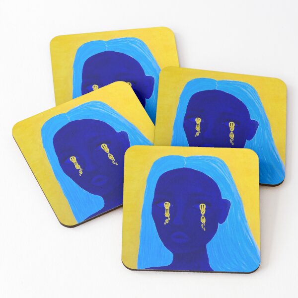 Item preview, abstract melting smiley face tears of blue girl  designed and sold by BerlynnHamilton.