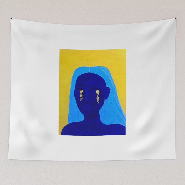 Item preview, abstract melting smiley face tears of blue girl  designed and sold by BerlynnHamilton.