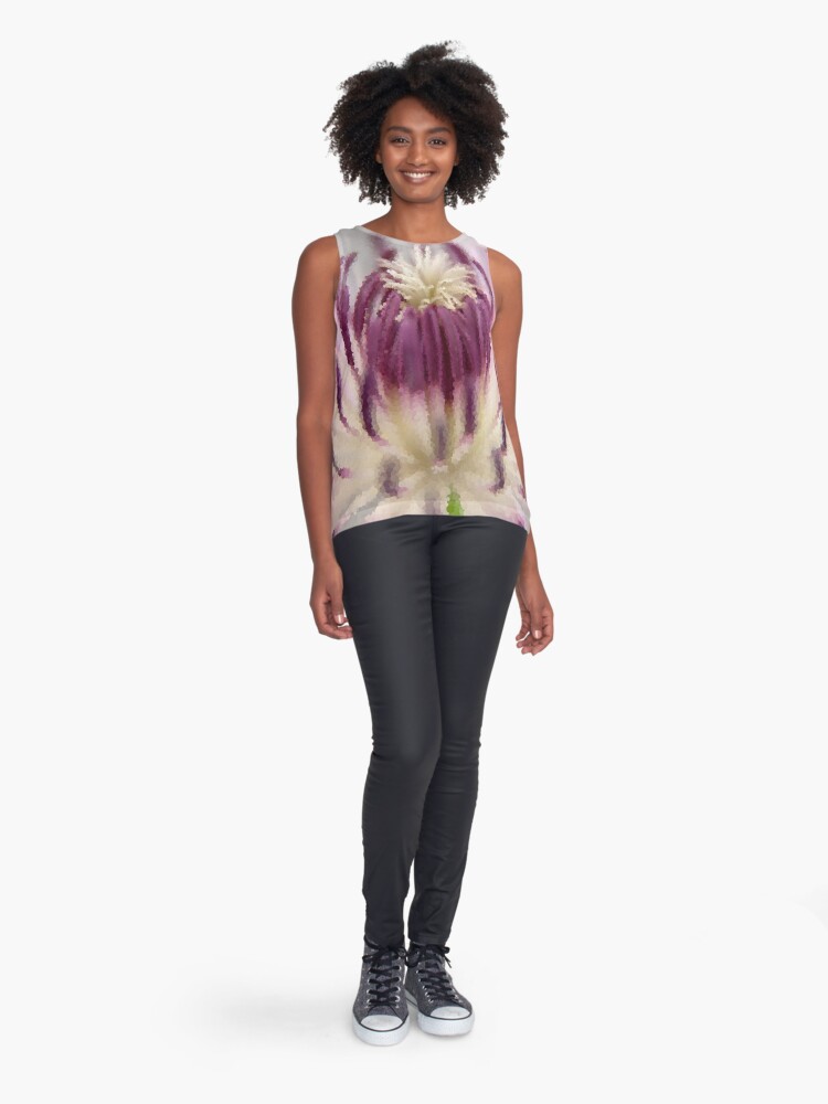 Alternate view of Purple and White Clematis Sleeveless Top