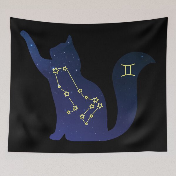 Item preview, Cat Gemini Zodiac Constellation, Sign, Astrology, Stars and Ascendant sign designed and sold by ArtsyloShop.