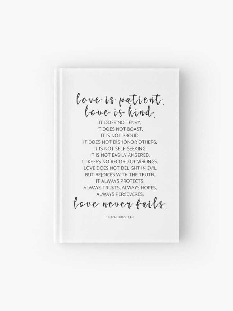 Carnet Cartonne L Amour Est Patient L Amour Est Bon 1 Corinthiens 13 4 8 Verset De La Bible Decor De Mariage Cadeau De Mariage Par Aenaonartwork Redbubble