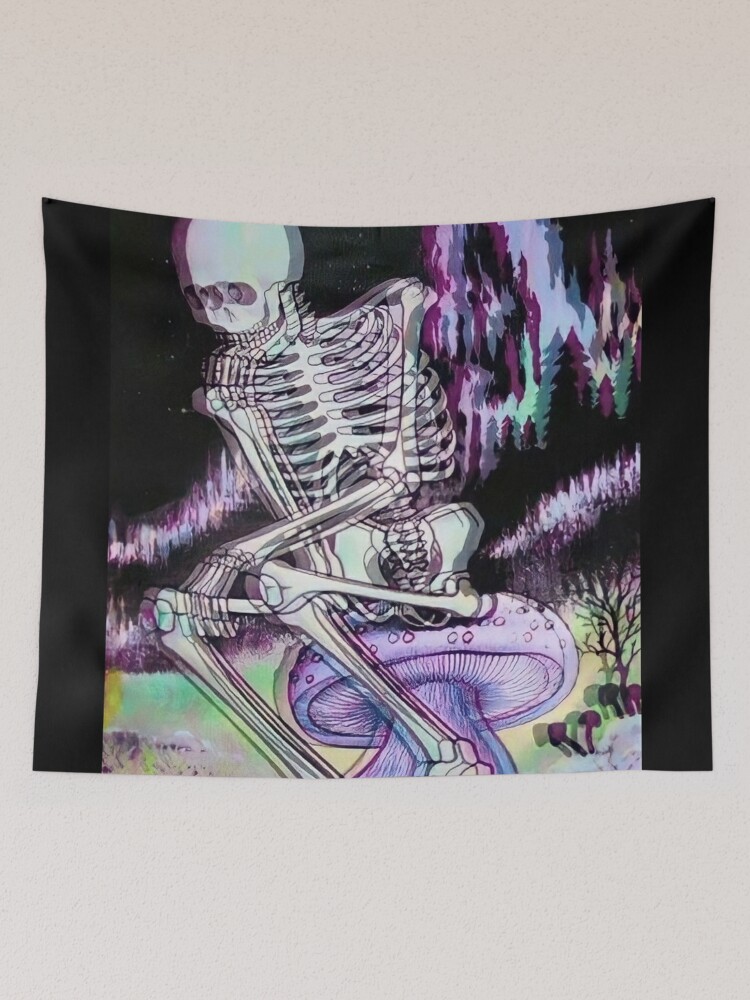 Glitch discount skull tapestry