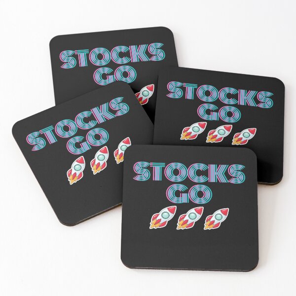 Funny Stocks Go Rocket Emoji Coasters (Set of 4)