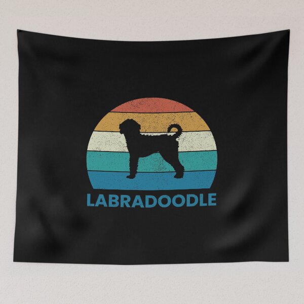 Item preview, Vintage Labradoodle Dog Striped Sunset designed and sold by EstelleStar.
