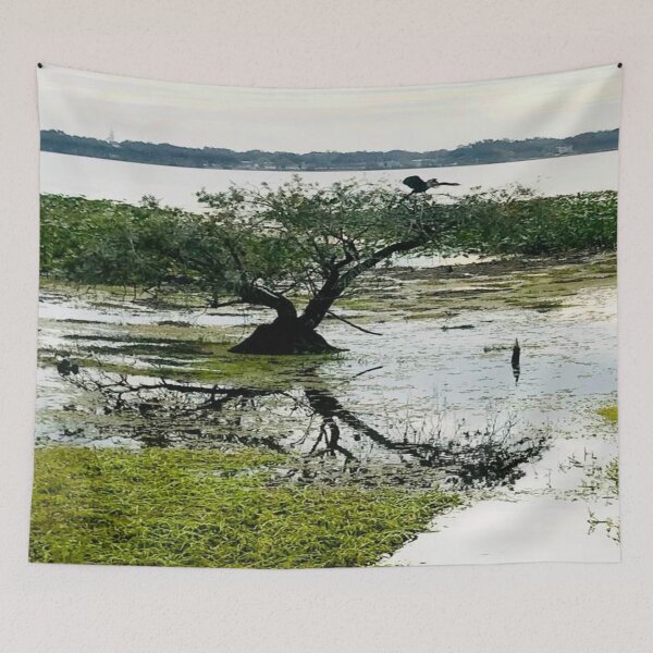 Item preview, Bonsai like Tree in Lake Hollingsworth Lakeland Florida Color with Bird in Tree designed and sold by DiscGolfTees.