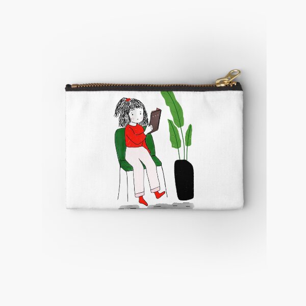 Item preview, Cute Girl Reading a Book by a Plant designed and sold by junebug042.