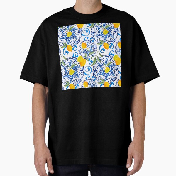 Vista previa del artículo con la obra «Verano, cítricos, fondo de mosaico, estilo mediterráneo, patrón de fruta de limón», diseñado y vendido por MariaMarinova.