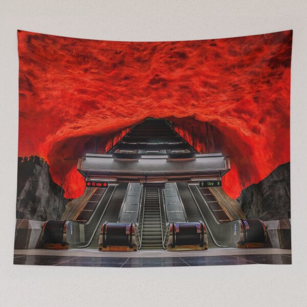 Item preview, Red and black Stockholm Metro station in Sweden designed and sold by SvetlanaSF.