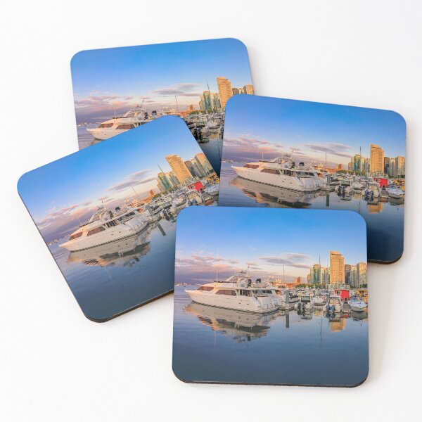 Item preview, Vancouver sunset photo print, Coal Harbour with boats and reflections designed and sold by SvetlanaSF.