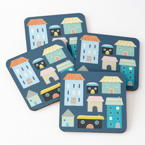 Item preview, Cute Blue and Yellow House and Home Illustrations designed and sold by TheRainbowRoom.