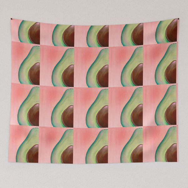 Item preview, Avocado Dreaming - coral pink background designed and sold by Linda Sholberg.