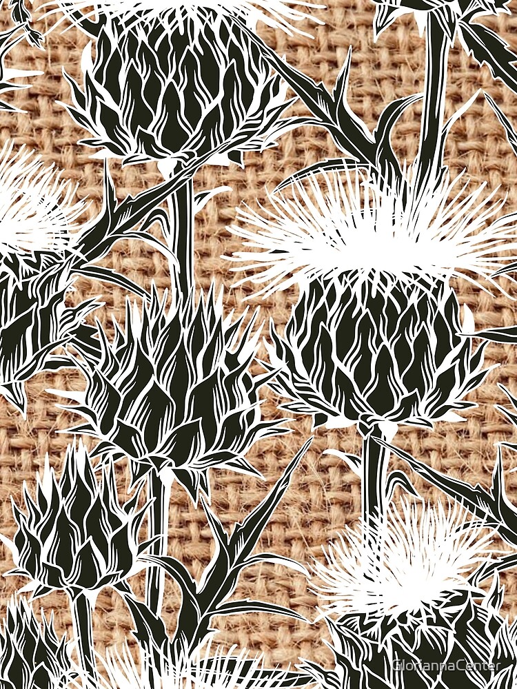 Burlap jute thistle pattern by GloriannaCenter