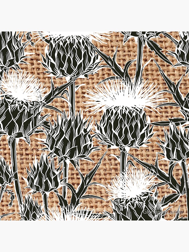 Burlap jute thistle pattern by GloriannaCenter