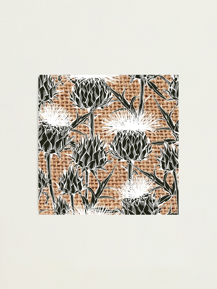 Alternate view of Burlap jute thistle pattern Photographic Print