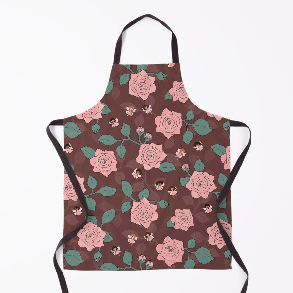 Item preview, Roses and Fairies Pattern - brown background brighter leaves designed and sold by nutmegfairy.