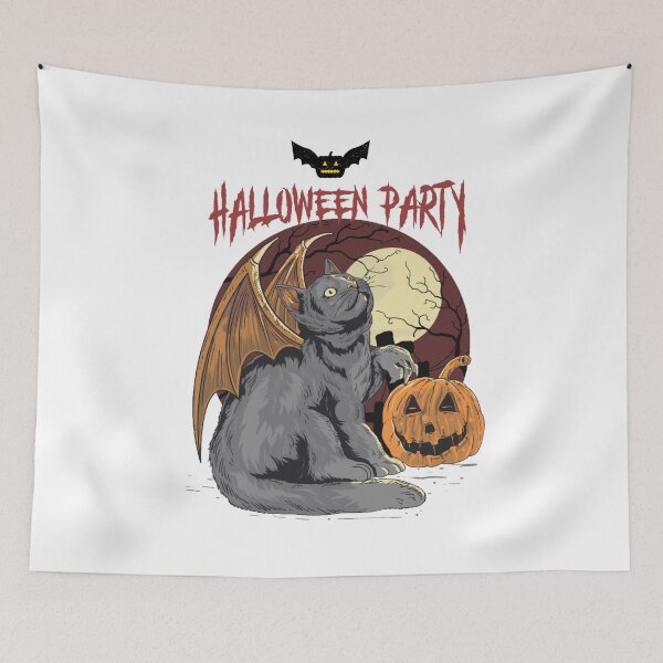 Item preview, Halloween Party Bat Pumpkin And Devil Cat designed and sold by darknessjeff86.
