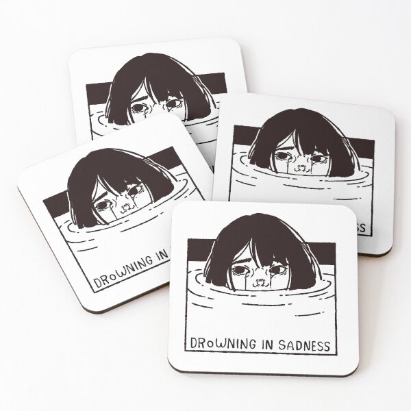 Item preview, Sad Anime Girl In Water / Black and white designed and sold by NekoVoiid.